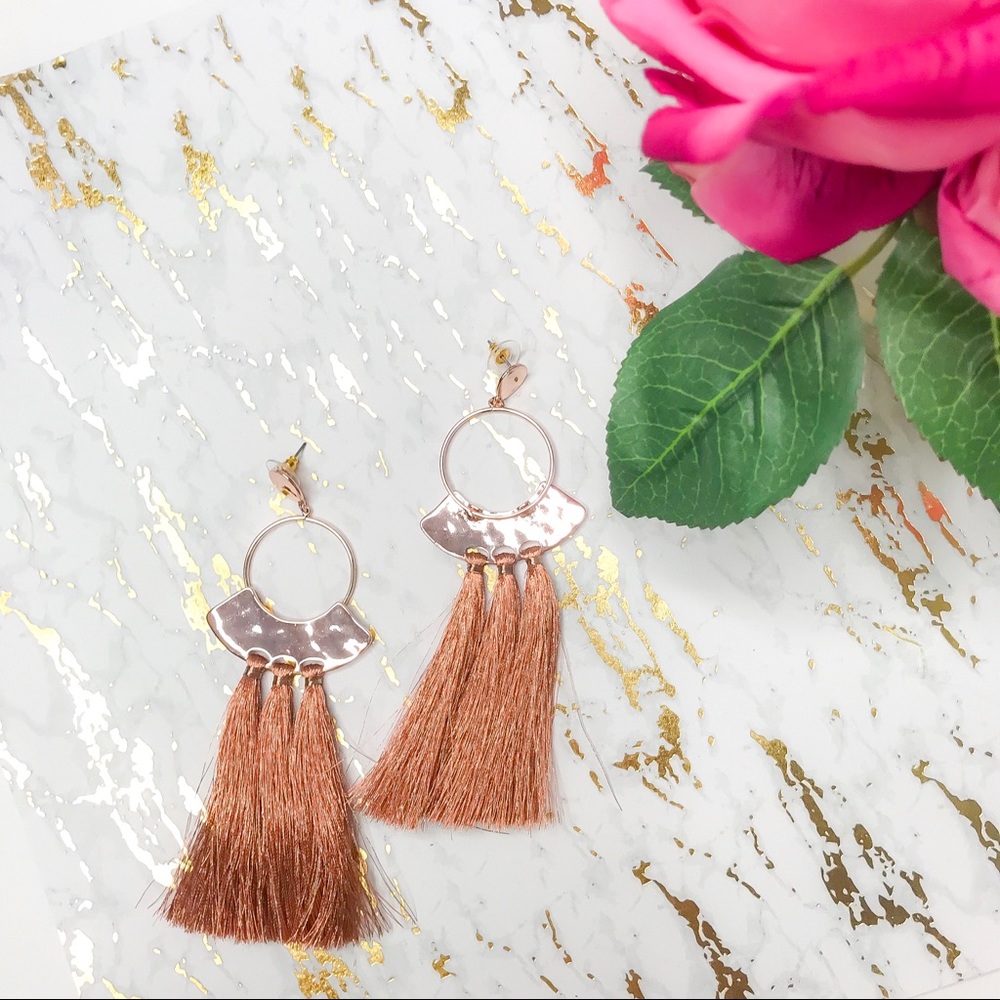 Bohemian Fringe Fan Dangle Long Earrings